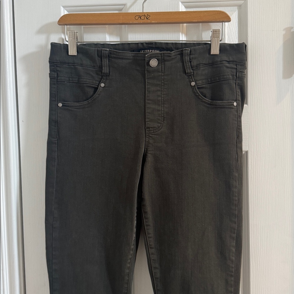 Liverpool Dark Olive Skinny Jeans - Picture 2 of 10